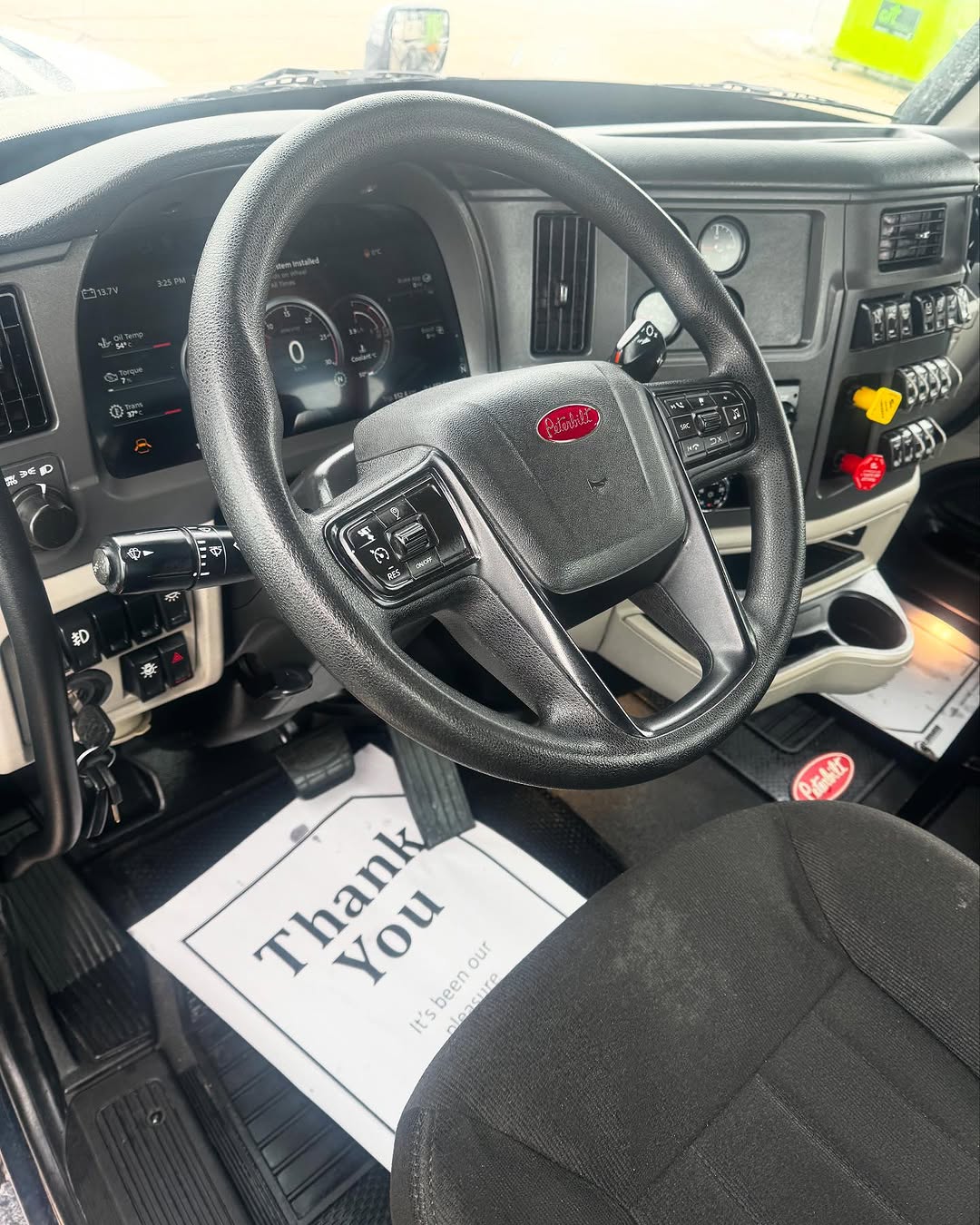 Peterbilt truck interior after commercial detailing